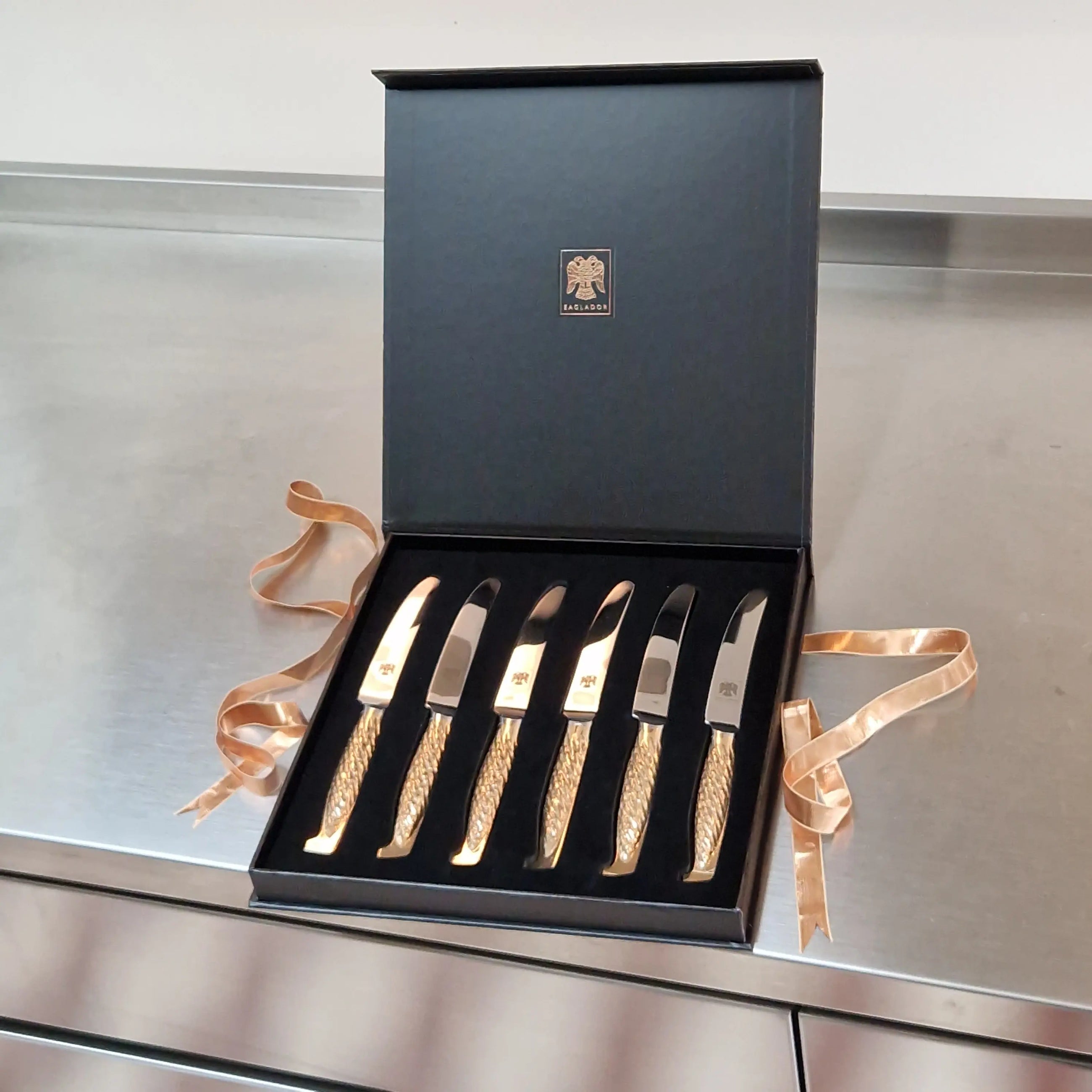 "Eaglador bronze Knife Set of 6 pieces - luxury cutlery UK".