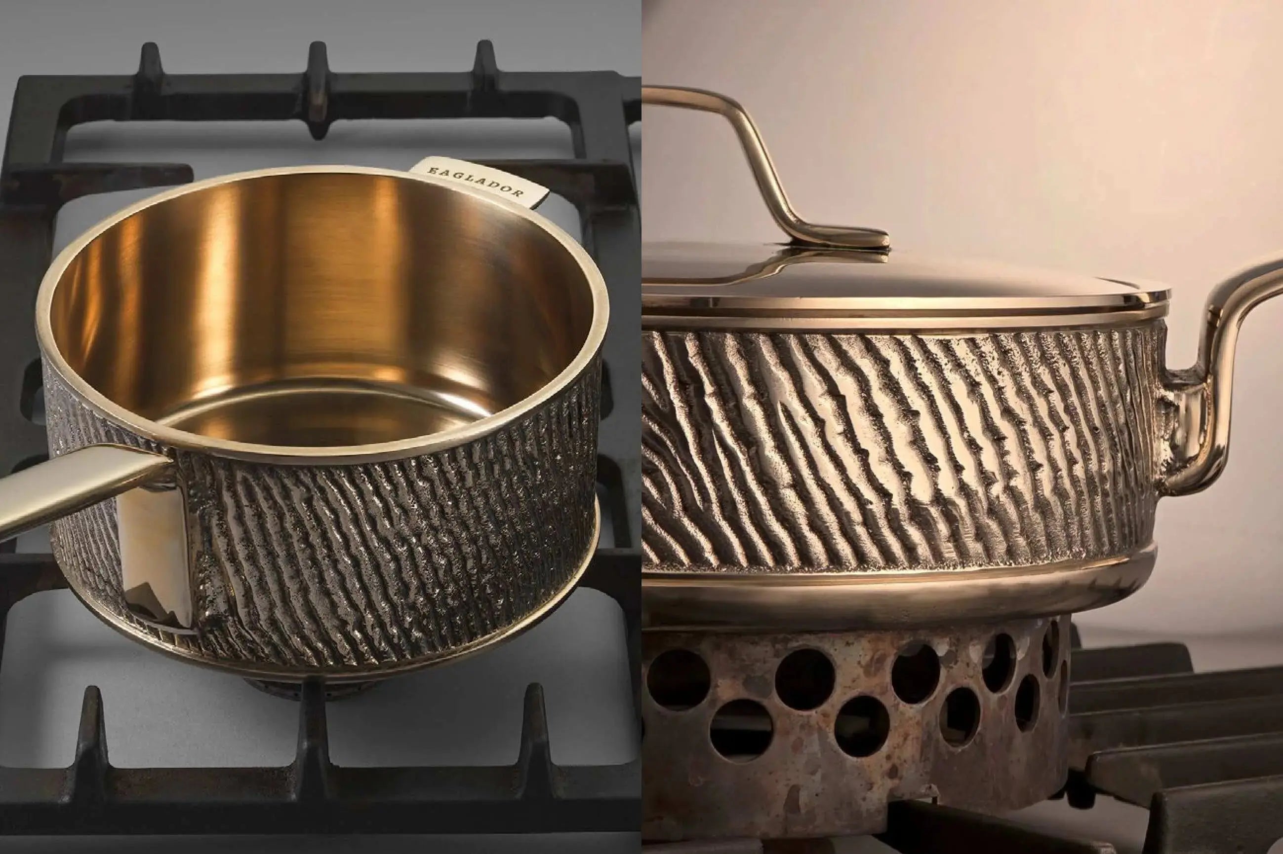 Collection of luxury PFAS-free uncoated Kansa bronze cookware &ndash; heirloom pieces