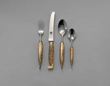 Luxury handcrafted bronze cutlery standard set by Eaglador – premium Kansa flatware for elegant dining.
