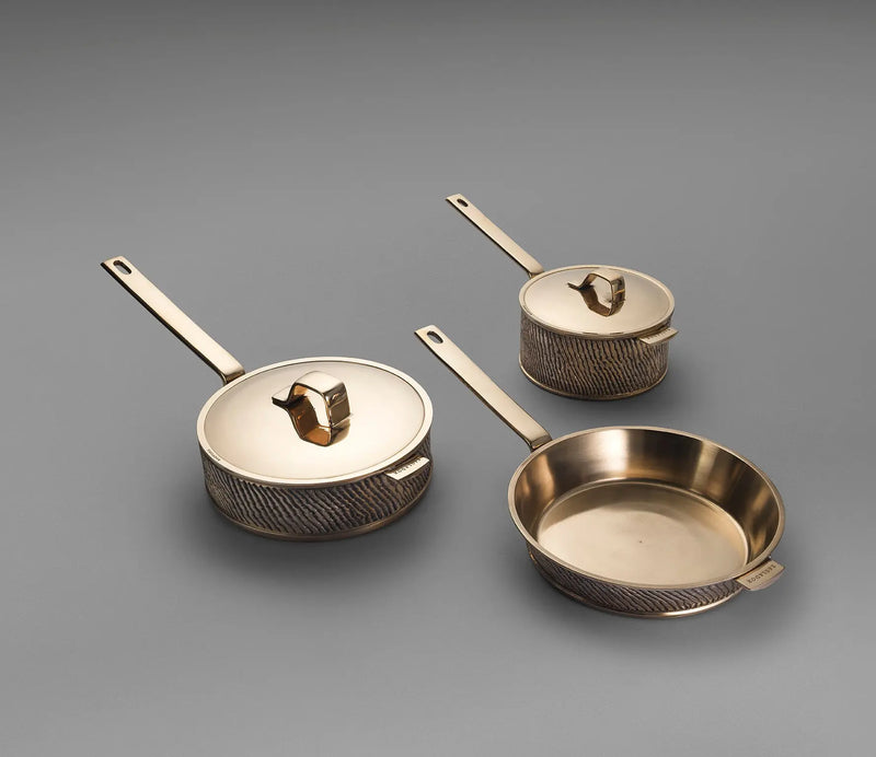 Heavy Gauge Kansa Bronze 3 Piece Cooking Set | Handcrafted Luxury Cookware Eaglador