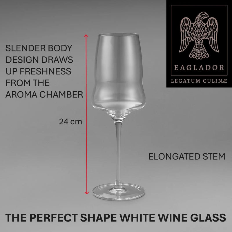 "Specification sheet of Eagaldor's White Wine Glass - Premium Stemware UK".