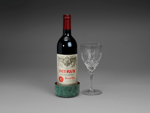 Eaglador Verdigris Wine Bottle Coaster, bottle & glass