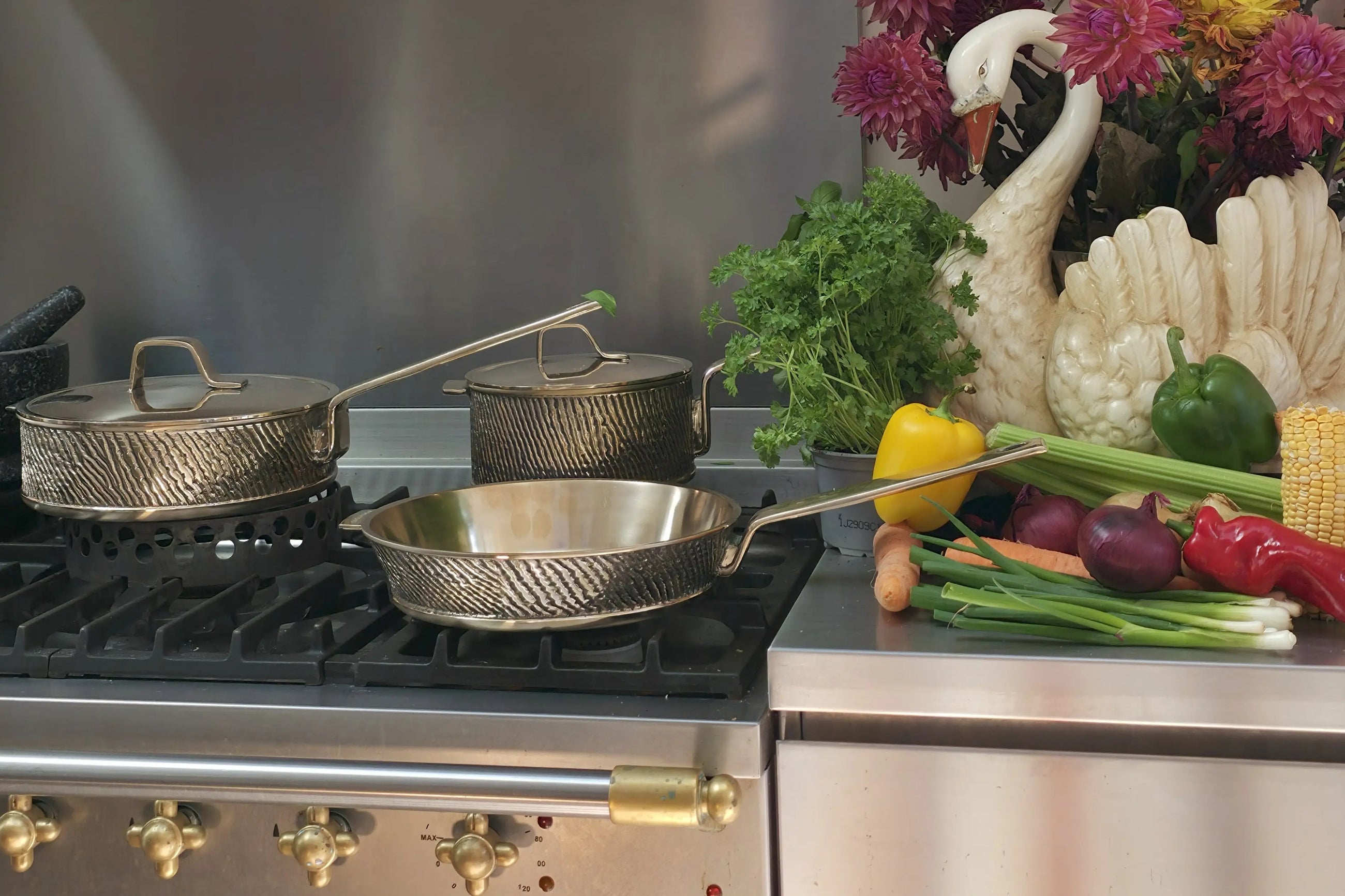 Kansa Bronze Ayurvedic 3 piece Cookware Set | Naturally Non-Stick | Aurum | Robustus | Igneus