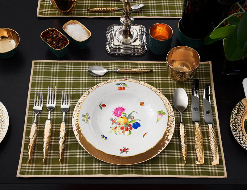 "Eaglador bronze cutlery seen in a table setting - luxury bronze cutlery UK".