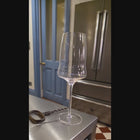Eaglador white wine glass being filled with white wine – thin rim and high clarity -luxury wine glasses