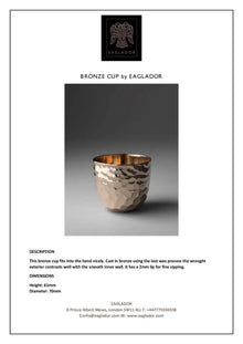 Eaglador bronze cup, tag sheet